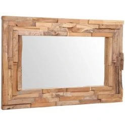 INLIFE Miroir Décoratif Teck 90 X 60 Cm Rectangulaire - Brun 9 INLIFE Miroir Décoratif Teck 90 X 60 Cm Rectangulaire - Brun -Miroir Soldes Boutique 58692238 3