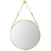 Randaco Miroir Rond Miroir Mural Miroir Suspendu 50cm Miroir Décoratif Avec Bande De Cuir Réglable - GOLD -Miroir Soldes Boutique 58741613 1