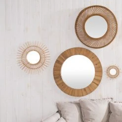 FALSE Miroir Rond En Bois 83cm - Marron - SILUMEN -Miroir Soldes Boutique 58969721 3