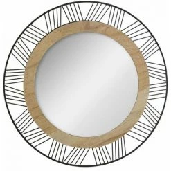 FALSE Miroir Rond En Fer 45 Cm - Noir - SILUMEN