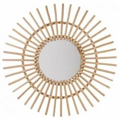 FALSE Miroir Rond Soleil En Rotin Naturel 58 Cm - Beige - SILUMEN