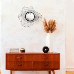 COTECOSY Miroir Décoratif Ondes Filamentis 65x4x57cm Métal Noir - Noir -Miroir Soldes Boutique 59101672 2