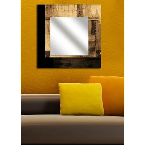 COTECOSY Miroir Décoratif Speculo 50x50cm Bois Marron - Multicolore 3 COTECOSY Miroir Décoratif Speculo 50x50cm Bois Marron - Multicolore