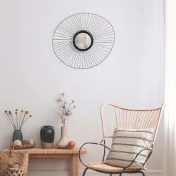 COTECOSY Miroir Décoratif Auréole Filamentis 66x12x63cm Métal Noir - Noir