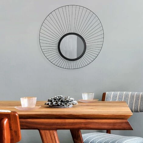 COTECOSY Miroir Décoratif Auréole Filamentis 63x1x63cm Métal Noir - Noir 4 COTECOSY Miroir Décoratif Auréole Filamentis 63x1x63cm Métal Noir - Noir – Image 2