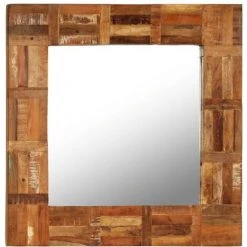 INLIFE Miroir Mural Bois De Récupération Massif 60 X 60 Cm - Brun