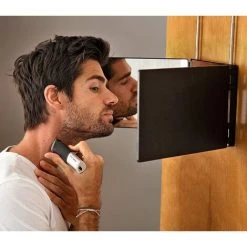 MINKUROW Miroir 180°, Self Cut Mirror 3 Faces, Voir L'arrière De La Tête, 30*20cm*3, Pour La Coupe De Cheveux, Le Coiffage, Le Rasage, Supports Portables, Mains Libres Et Réglables En Hauteur, Coiffure Miroir -Miroir Soldes Boutique 59375009 3