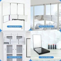 MINKUROW Miroir 180°, Self Cut Mirror 3 Faces, Voir L'arrière De La Tête, 30*20cm*3, Pour La Coupe De Cheveux, Le Coiffage, Le Rasage, Supports Portables, Mains Libres Et Réglables En Hauteur, Coiffure Miroir -Miroir Soldes Boutique 59375009 4
