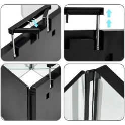 MINKUROW LED Miroir De Maquillage Portable RéGlable De 3 Faces, Avec Supports Hauteur RéGlable, Miroir Suspendu, Luminosité RéGlable, Pliable, Pour Maquillage, Miroir De Douche, Miroir De Rasage -Miroir Soldes Boutique 59375030 3