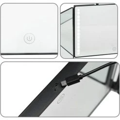 MINKUROW LED Miroir De Maquillage Portable RéGlable De 3 Faces, Avec Supports Hauteur RéGlable, Miroir Suspendu, Luminosité RéGlable, Pliable, Pour Maquillage, Miroir De Douche, Miroir De Rasage -Miroir Soldes Boutique 59375030 5