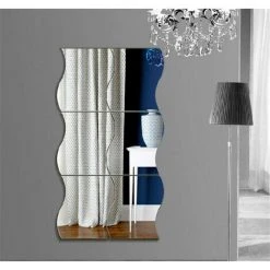 MINKUROW Lot De 6 Autocollants Muraux Effet Miroir 3D Ondulés Pour Décoration De La Maison, Salon, Chambre, Canapé, TV, Décoration Murale, Décoration Murale. Blanc