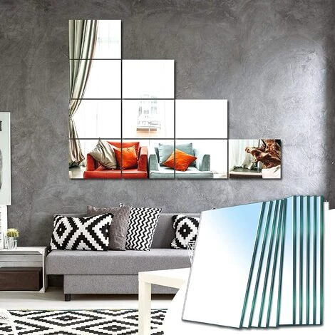 MINKUROW Miroir Mural Verre Adhesif Rectangulaire Decoratif Miroir Autocollant Decoration Maison Pour Chambre Salon Porte (Broyage Fin, 15x23cm, 10 Pièces) 3 MINKUROW Miroir Mural Verre Adhesif Rectangulaire Decoratif Miroir Autocollant Decoration Maison Pour Chambre Salon Porte (Broyage Fin, 15x23cm, 10 Pièces)