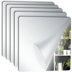 MINKUROW 5 Pièces Carreaux Miroir Autocollants, Carreaux Muraux Miroir Autocollant Acryliques Décoratifs Adhésif à Coller Pour Cuisine, Salle De Bain, Salon, Miroir Mural