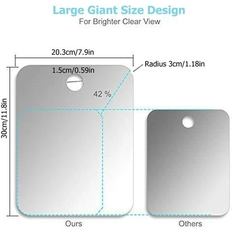 MINKUROW Miroir De Rasage De Douche Antibuée - Miroir Adhesif Incassable - Miroir à Suspendre - Miroir De Voyage Antibuée (11.8inX8in) (Large) 5 MINKUROW Miroir De Rasage De Douche Antibuée - Miroir Adhesif Incassable - Miroir à Suspendre - Miroir De Voyage Antibuée (11.8inX8in) (Large) – Image 3