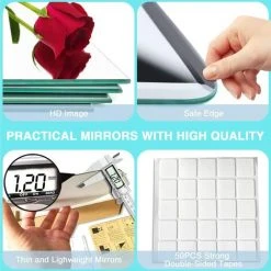 MINKUROW Miroir Mural Verre Adhesif Carré Decoratif Miroir Autocollant Decoration Maison Pour Chambre Salon Porte (Broyage Ordinaire, 15x15cm, 10 Pièces) -Miroir Soldes Boutique 59375217 3