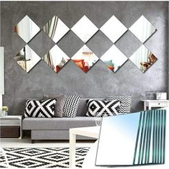 MINKUROW Miroir Mural Verre Adhesif Carré Decoratif Miroir Autocollant Decoration Maison Pour Chambre Salon Porte (Broyage Fin, 15x15cm, 10 Pièces)