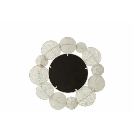 LANADECO Miroir Rond Avec Structure De Cercles En Métal Blanc Et Or De 69 Cm - Blanc 4 LANADECO Miroir Rond Avec Structure De Cercles En Métal Blanc Et Or De 69 Cm - Blanc – Image 2