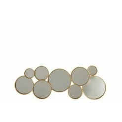 LANADECO Miroir De 84,5x30,5 Cm Composé De 9 Miroirs Ronds Avec Cadre En Métal Doré - Or
