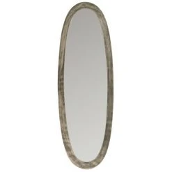 LANADECO Miroir Ovale Avec Cadre Métallique Antique Gris - Gris/Greige