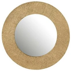 LANADECO Miroir Sur Plaque Avec Effet Jute De 70 Cm - Or