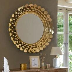 Miroir Fleur Or En Métal Diamètre 91cm Atmosphera -Miroir Soldes Boutique 59418535 3