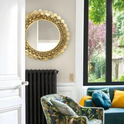 Miroir Fleur Or En Métal Diamètre 91cm Atmosphera -Miroir Soldes Boutique 59418535 4