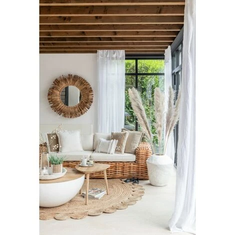 LANADECO Miroir Rond Dans Cadre De Jacinthe D'eau Marron - Naturel 4 LANADECO Miroir Rond Dans Cadre De Jacinthe D'eau Marron - Naturel – Image 2