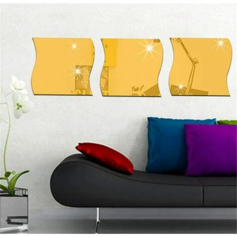 MINKUROW Lot De 6 Autocollants Muraux Effet Miroir 3D Ondulés Pour Décoration De La Maison, Salon, Chambre, Canapé, TV, Décoration Murale, Décoration Murale 3 MINKUROW Lot De 6 Autocollants Muraux Effet Miroir 3D Ondulés Pour Décoration De La Maison, Salon, Chambre, Canapé, TV, Décoration Murale, Décoration Murale