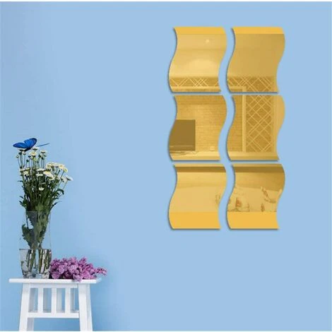 MINKUROW Lot De 6 Autocollants Muraux Effet Miroir 3D Ondulés Pour Décoration De La Maison, Salon, Chambre, Canapé, TV, Décoration Murale, Décoration Murale 4 MINKUROW Lot De 6 Autocollants Muraux Effet Miroir 3D Ondulés Pour Décoration De La Maison, Salon, Chambre, Canapé, TV, Décoration Murale, Décoration Murale – Image 2
