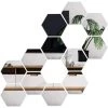 MINKUROW 12pcs 10 Cm Hexagonal Miroir Autocollant Mural, Bricolage Décoratif 3D Hexagone Acrylique Miroir Mur Table Carreaux En Plastique Pour La Maison Salon Canapé TV Réglage Décoration Murale Argent -Miroir Soldes Boutique 59479607 1