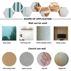 MINKUROW 12pcs 10 Cm Hexagonal Miroir Autocollant Mural, Bricolage Décoratif 3D Hexagone Acrylique Miroir Mur Table Carreaux En Plastique Pour La Maison Salon Canapé TV Réglage Décoration Murale Argent -Miroir Soldes Boutique 59479607 4
