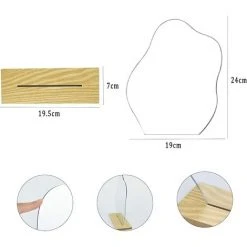 MINKUROW Acrylic Miroir Irregulier, Miroir Chambre Sans Cadre Miroir En Forme Avec Base En Bois Miroir Acrylique In-Outdoorshop Pour Bain, Salon Et Pièce -Miroir Soldes Boutique 59490819 3