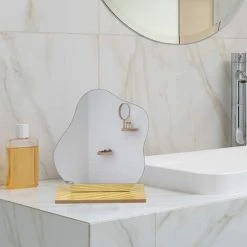 MINKUROW Acrylic Miroir Irregulier, Miroir Chambre Sans Cadre Miroir En Forme Avec Base En Bois Miroir Acrylique In-Outdoorshop Pour Bain, Salon Et Pièce -Miroir Soldes Boutique 59490819 4