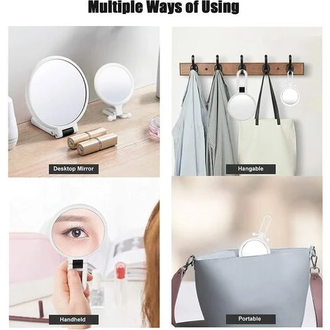 MINKUROW 2 Pièces Miroirs Maquillage, Rétroviseurs à Main Double Face Avec Grossissement 1/10/15X, Miroir Beauté Voyage Pliable Portable Petit Salle De Bain Suspendue Pour Filles Femmes Hommes, Blanc 7 MINKUROW 2 Pièces Miroirs Maquillage, Rétroviseurs à Main Double Face Avec Grossissement 1/10/15X, Miroir Beauté Voyage Pliable Portable Petit Salle De Bain Suspendue Pour Filles Femmes Hommes, Blanc – Image 5