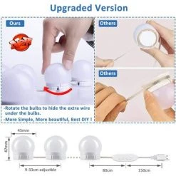 MINKUROW Lampe De Miroir LED Style Hollywood 10 Ampoules, Câbles Parfaitement Cachés, 3 Couleurs Et 10 Intensités, Lumière Miroir USB Pour Coiffeuse Maquillage, Boule LED Coiffeuse Adhesif Pour Makeup 8 MINKUROW Lampe De Miroir LED Style Hollywood 10 Ampoules, Câbles Parfaitement Cachés, 3 Couleurs Et 10 Intensités, Lumière Miroir USB Pour Coiffeuse Maquillage, Boule LED Coiffeuse Adhesif Pour Makeup -Miroir Soldes Boutique 59491242 2