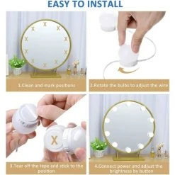 MINKUROW Lampe De Miroir LED Style Hollywood 10 Ampoules, Câbles Parfaitement Cachés, 3 Couleurs Et 10 Intensités, Lumière Miroir USB Pour Coiffeuse Maquillage, Boule LED Coiffeuse Adhesif Pour Makeup 11 MINKUROW Lampe De Miroir LED Style Hollywood 10 Ampoules, Câbles Parfaitement Cachés, 3 Couleurs Et 10 Intensités, Lumière Miroir USB Pour Coiffeuse Maquillage, Boule LED Coiffeuse Adhesif Pour Makeup -Miroir Soldes Boutique 59491242 5