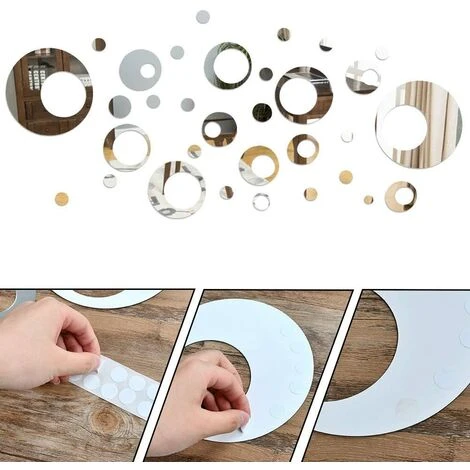 MINKUROW 32 Pièces Cercle Anneau Amovible Stickers Muraux Stickers Acrylique Miroir Réglage Pour La Maison Salon Chambre Décoration 6 MINKUROW 32 Pièces Cercle Anneau Amovible Stickers Muraux Stickers Acrylique Miroir Réglage Pour La Maison Salon Chambre Décoration – Image 4