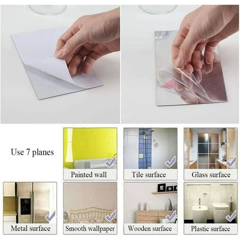 MINKUROW 10Pcs Miroir à Coller Mural Sur Porte Miroir Collant Carré 23x15cm Miroir Autocollant Sur Mur Miroir Carre Adhesif Rectangulaire Sticker Miroir Amovible Argent Pour Salle De Bain De Placard 5 MINKUROW 10Pcs Miroir à Coller Mural Sur Porte Miroir Collant Carré 23x15cm Miroir Autocollant Sur Mur Miroir Carre Adhesif Rectangulaire Sticker Miroir Amovible Argent Pour Salle De Bain De Placard – Image 3
