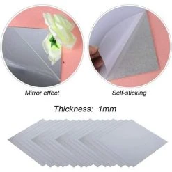 MINKUROW 16pcs Stickers Miroirs Autocollants Carrés Miroir Mural Adhésif 3D Décoratif Acrylique Amovible Pour Salon Chambre Maison Décoration Intérieur -Miroir Soldes Boutique 59492054 3