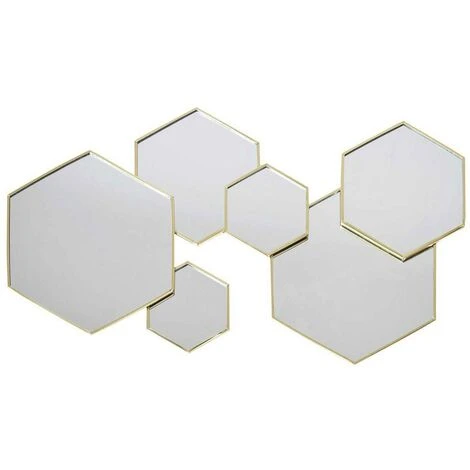 THE HOME DECO FACTORY Décoration Miroir Hexagonal - Or 3 THE HOME DECO FACTORY Décoration Miroir Hexagonal - Or