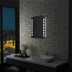 Topdeal Miroir Mural à LED Pour Salle De Bains 50 X 60 Cm FF144696_FR