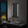 Topdeal Miroir Mural à LED Pour Salle De Bains Avec étagère 60x100 Cm FF144716_FR -Miroir Soldes Boutique 59652901 1
