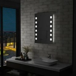 Topdeal Miroir Mural à LED Pour Salle De Bains 60 X 80 Cm FF144700_FR