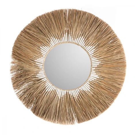 Amadeus - Miroir En Paille Soleil 75cm - Marron 3 Amadeus - Miroir En Paille Soleil 75cm - Marron