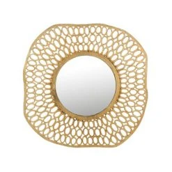 LES TENDANCES Miroir Motif Cercle Aluminium Doré Oly D 83 Cm