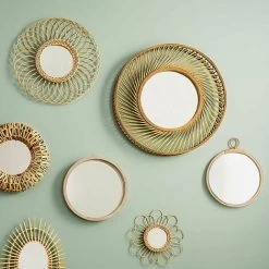 FALSE Miroir Rond En Bambou 72 Cm - Marron - SILUMEN 7 FALSE Miroir Rond En Bambou 72 Cm - Marron - SILUMEN -Miroir Soldes Boutique 59815245 3