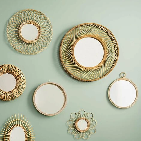 FALSE Miroir Rond En Bambou 72 Cm - Marron - SILUMEN 5 FALSE Miroir Rond En Bambou 72 Cm - Marron - SILUMEN – Image 3