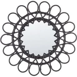 BELIANI Miroir En Rotin Noir 60x60 - Noir