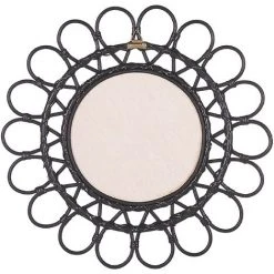 BELIANI Miroir En Rotin Noir 60x60 - Noir -Miroir Soldes Boutique 59856623 4