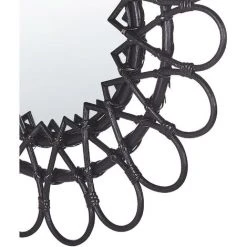 BELIANI Miroir En Rotin Noir 60x60 - Noir -Miroir Soldes Boutique 59856623 5